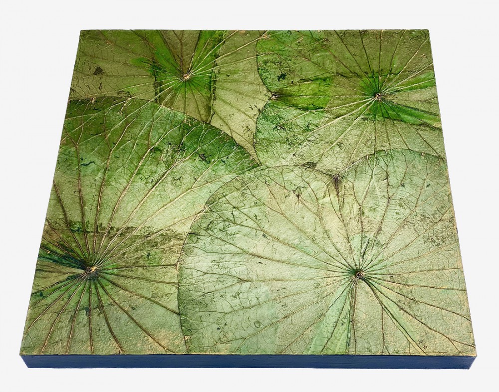 Wanddekor Lotus, grün - ca. 48x48x4 cm